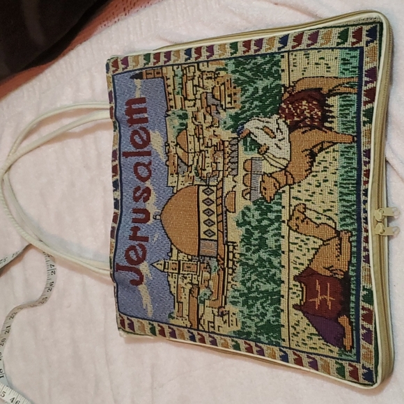 Jerusalem Camel Tapestry Tote Bag w/Bottom Zipper Extension-Dual Design - Picture 3 of 14